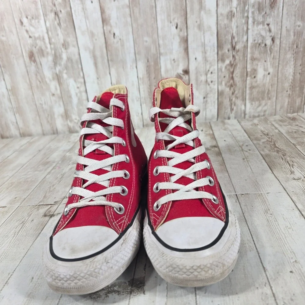 Converse Chuck Taylor All Star High Top Red Canvas Sneakers Womens 7 Mens 5 - Picture 2 of 8
